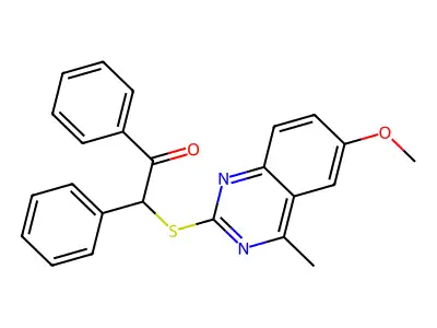 2-[(6-Methoxy-4-methylquinazolin-2-yl)sulfanyl]-1,2-diphenylethanone structure