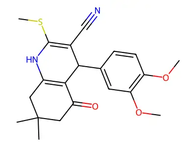 4-(3,4-dimethoxyphenyl)-7,7-dimethyl-2-(methylsulfanyl)-5-oxo-1,4,5,6,7,8-hexahydroquinoline-3-carbonitrile structure