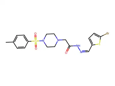 [4-(Toluene-4-sulfonyl)-piperazin-1-yl]-acetic acid [1-(5-bromo-thiophen-2-yl)-meth-(E)-ylidene]-hydrazide structure