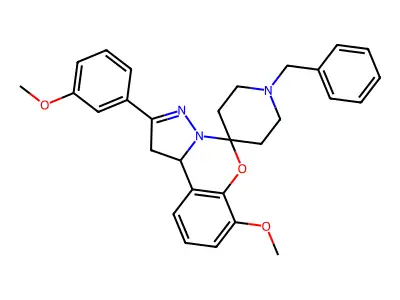 1-benzyl-7'-methoxy-2'-(3-methoxyphenyl)-1',10b'-dihydrospiro[piperidine-4,5'-pyrazolo[1,5-c][1,3]benzoxazine] structure