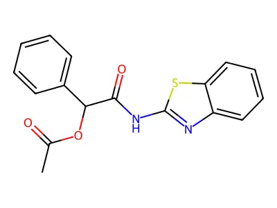 Acetic acid (benzothiazol-2-ylcarbamoyl)-phenyl-methyl ester structure