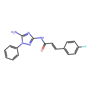 (E)-N-(5-amino-1-phenyl-1,2,4-triazol-3-yl)-3-(4-fluorophenyl)prop-2-enamide structure