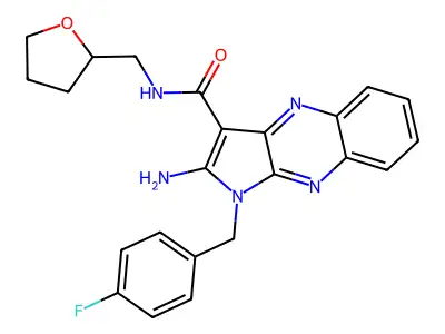2-amino-1-[(4-fluorophenyl)methyl]-N-[(oxolan-2-yl)methyl]-1H-pyrrolo[2,3-b]quinoxaline-3-carboxamide structure