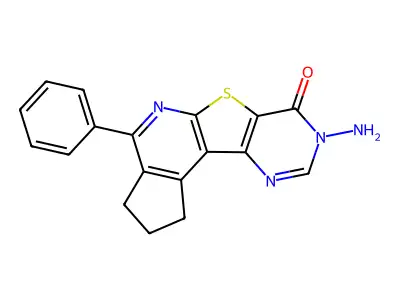 8-amino-4-phenyl-2,3-dihydro-1H-cyclopenta[4',5']pyrido[3',2':4,5]thieno[3,2-d]pyrimidin-7(8H)-one structure