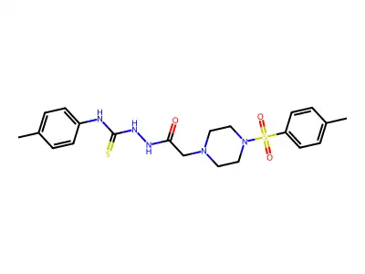 N-(p-Tolyl)-2-(2-(4-tosylpiperazin-1-yl)acetyl)hydrazinecarbothioamide structure