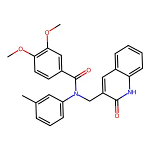 3,4-dimethoxy-N-(3-methylphenyl)-N-[(2-oxo-1H-quinolin-3-yl)methyl]benzamide structure