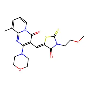 (Z)-3-(2-methoxyethyl)-5-((9-methyl-2-morpholino-4-oxo-4H-pyrido[1,2-a]pyrimidin-3-yl)methylene)-2-thioxothiazolidin-4-one structure