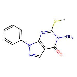 5-Amino-6-methylsulfanyl-1-phenylpyrazolo[3,4-d]pyrimidin-4-one structure