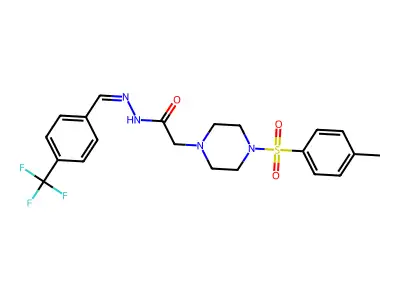 2-[4-(4-methylphenyl)sulfonylpiperazin-1-yl]-N-[(E)-[4-(trifluoromethyl)phenyl]methylideneamino]acetamide structure