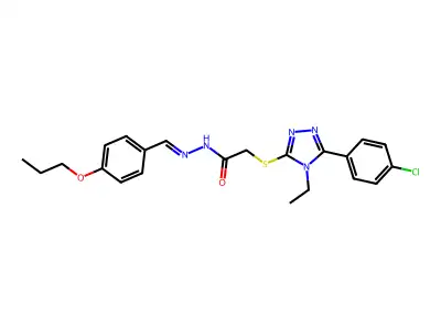 (Z)-2-((5-(4-chlorophenyl)-4-ethyl-4H-1,2,4-triazol-3-yl)thio)-N'-(4-propoxybenzylidene)acetohydrazide structure