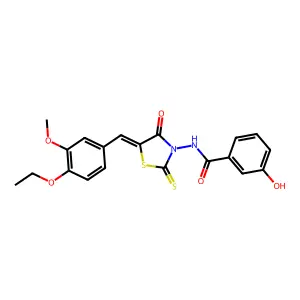 N-[(5Z)-5-(4-ethoxy-3-methoxybenzylidene)-4-oxo-2-thioxo-1,3-thiazolidin-3-yl]-3-hydroxybenzamide structure