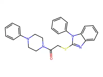 2-(1-Phenylbenzimidazol-2-yl)sulfanyl-1-(4-phenylpiperazin-1-yl)ethanone structure