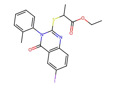Ethyl 2-[6-iodo-3-(2-methylphenyl)-4-oxoquinazolin-2-yl]sulfanylpropanoate structure