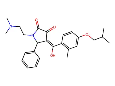 1-(2-dimethylaminoethyl)-4-[hydroxy-[2-methyl-4-(2-methylpropoxy)phenyl]methylidene]-5-phenylpyrrolidine-2,3-dione structure