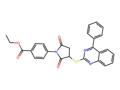 Ethyl 4-[2,5-dioxo-3-(4-phenylquinazolin-2-yl)sulfanylpyrrolidin-1-yl]benzoate structure