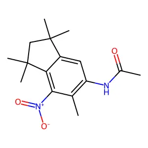 N-(1,1,3,3,6-pentamethyl-7-nitro-2,3-dihydro-1H-inden-5-yl)acetamide structure