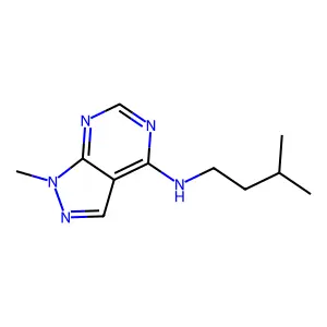 1-methyl-N-(3-methylbutyl)-1H-pyrazolo[3,4-d]pyrimidin-4-amine structure