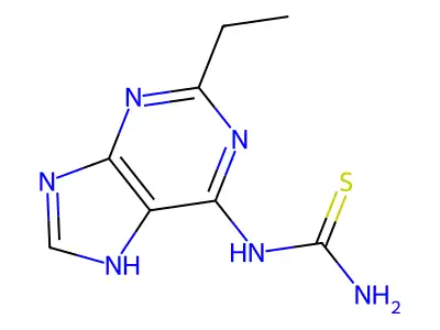 (2-ethyl-7H-purin-6-yl)thiourea structure