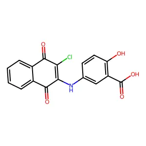 5-[(3-chloro-1,4-dioxo-1,4-dihydro-2-naphthalenyl)amino]-2-hydroxybenzenecarboxylic acid structure