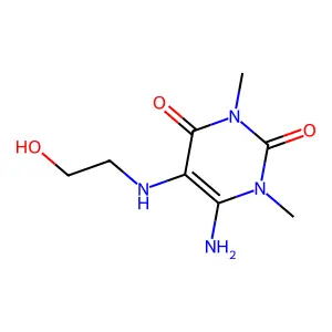 6-Amino-5-((2-hydroxyethyl)amino)-1,3-dimethylpyrimidine-2,4(1H,3H)-dione structure