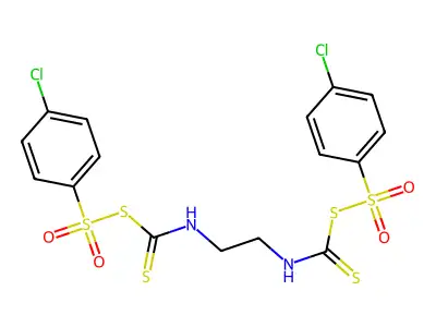 (4-chlorophenyl)sulfonyl N-[2-[(4-chlorophenyl)sulfonylsulfanylcarbothioylamino]ethyl]carbamodithioate structure
