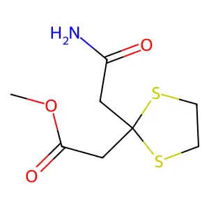 Methyl 2-(2-amino-2-oxoethyl)-1,3-dithiolane-2-acetate structure