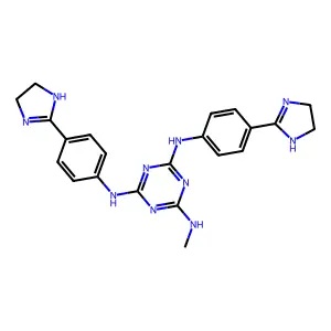 2-N,4-N-bis[4-(4,5-dihydro-1H-imidazol-2-yl)phenyl]-6-N-methyl-1,3,5-triazine-2,4,6-triamine structure