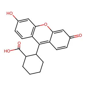 2-(6-Hydroxy-3-oxo-3H-xanthen-9-YL)-cyclohexanecarboxylic acid structure