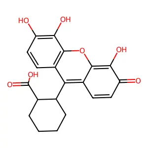 2-(4,5,6-Trihydroxy-3-oxo-3H-xanthen-9-yl)cyclohexanecarboxylic acid structure
