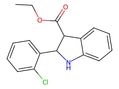 Ethyl 2-(2-chlorophenyl)-2,3-dihydro-indole-3-carboxylate structure