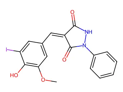 4-[(4-Hydroxy-3-iodo-5-methoxyphenyl)methylidene]-1-phenylpyrazolidine-3,5-dione structure