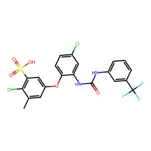 2-chloro-5-(4-chloro-2-(3-(3-(trifluoromethyl)phenyl)ureido)phenoxy)-3-methylbenzenesulfonic acid structure