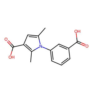 1-(3-carboxyphenyl)-2,5-dimethyl-1H-pyrrole-3-carboxylic acid structure
