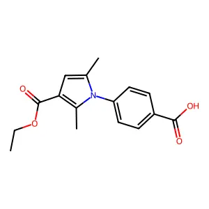 4-[3-(ethoxycarbonyl)-2,5-dimethyl-1H-pyrrol-1-yl]benzoic acid structure