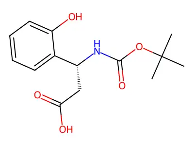(R)-3-((tert-Butoxycarbonyl)amino)-3-(2-hydroxyphenyl)propanoic acid structure