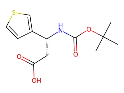 (3R)-3-{[(tert-butoxy)carbonyl]amino}-3-(thiophen-3-yl)propanoic acid structure