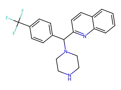 2-[Piperazin-1-yl-[4-(trifluoromethyl)phenyl]methyl]quinoline structure