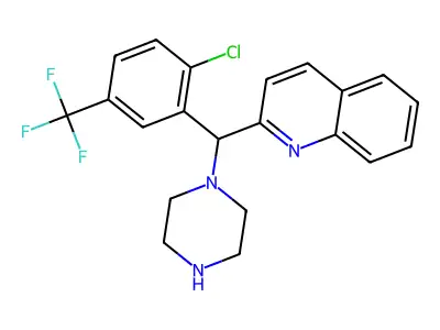 2-{[2-Chloro-5-(trifluoromethyl)phenyl](piperazin-1-yl)methyl}quinoline structure