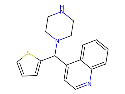 4-[Piperazin-1-yl(thiophen-2-yl)methyl]quinoline structure