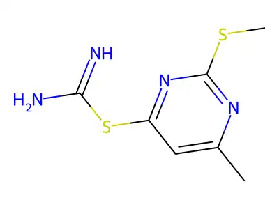 6-Methyl-2-(methylthio)-4-pyrimidinyl carbamimidothioate structure
