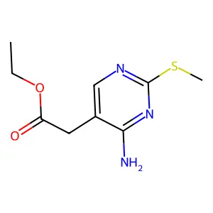 Ethyl 2-(4-amino-2-methylsulfanylpyrimidin-5-yl)acetate structure