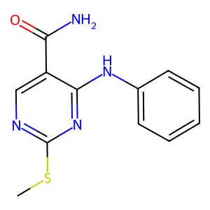 4-苯氨基-2-(甲硫基)嘧啶-5-甲酰胺 structure