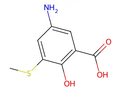 5-氨基-2-羟基-3-甲硫基苯甲酸 structure