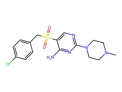 5-((4-Chlorobenzyl)sulfonyl)-2-(4-methylpiperazin-1-yl)pyrimidin-4-amine structure