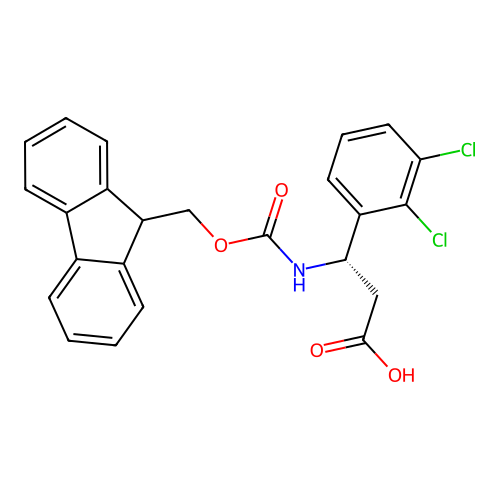 (S)-3-((((9H-Fluoren-9-yl)methoxy)carbonyl)amino)-3-(2,3-dichlorophenyl)propanoic acid structure