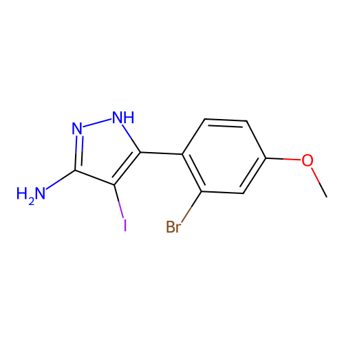 5-(2-bromo-4-methoxyphenyl)-4-iodo-1H-pyrazol-3-amine structure