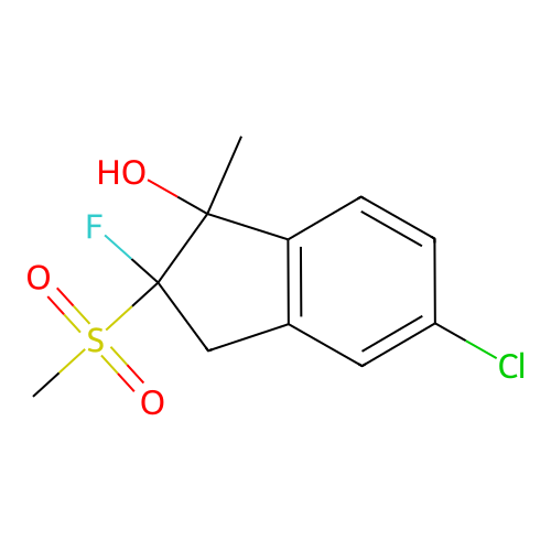 5-Chloro-2-fluoro-2-methanesulfonyl-1-methylindan-1-ol structure