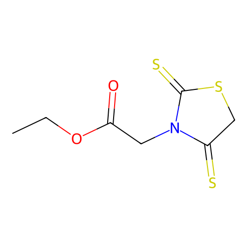 Ethyl 2-[2,4-bis(sulfanylidene)-1,3-thiazolidin-3-yl]acetate structure