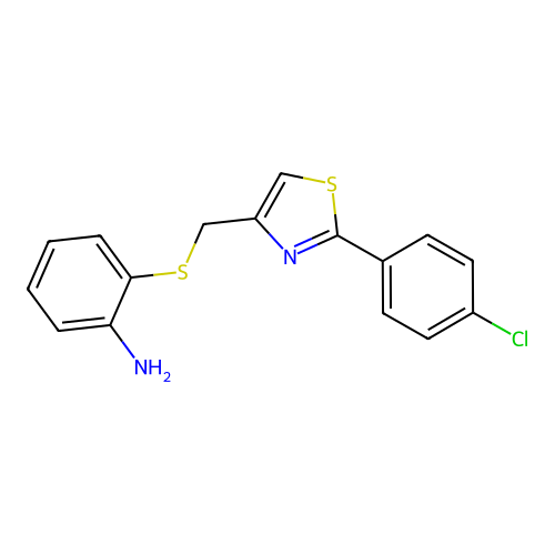 2-(((2-(4-Chlorophenyl)-1,3-thiazol-4-yl)methyl)thio)aniline structure