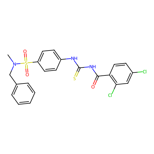 N-({4-[benzyl(methyl)sulfamoyl]phenyl}carbamothioyl)-2,4-dichlorobenzamide structure